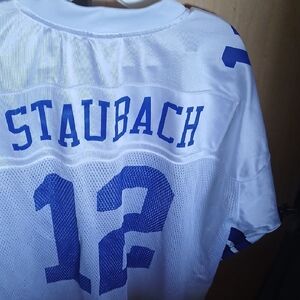 Cowboys White & Blue Men's Football Jersey - Staubach 12